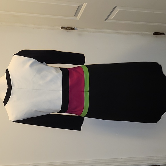 W by Worth color block retro 60's mod sheath dress Minimalist Quiet Luxury - Picture 3 of 8